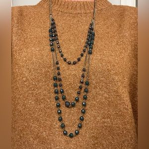 Teal long multi-layered necklace from Charming Charlie.